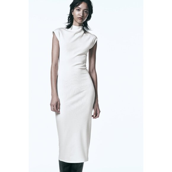 Zara Dresses & Skirts - Zara White/Ivory Soft Stretch Midi Dress